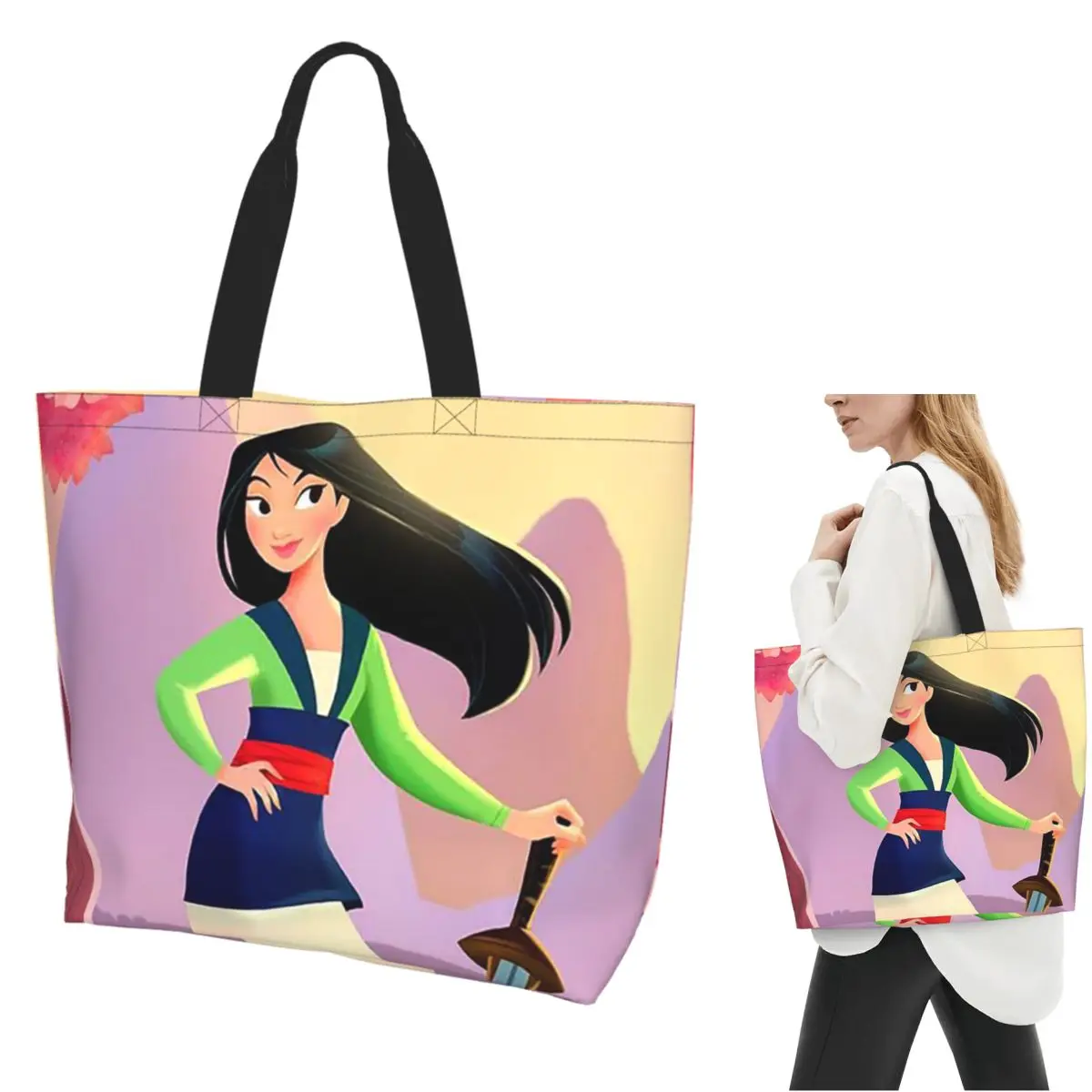 Mulan Cartoon Shopping Tote Bag Canvas Large Capacity Shoulder Bags Shopper Grocery Handbag for Women
Mulan Cartoon Shopping Tote Bag Canvas Large Capacity Shoulder Bags Shopper Grocery Handbag for Women