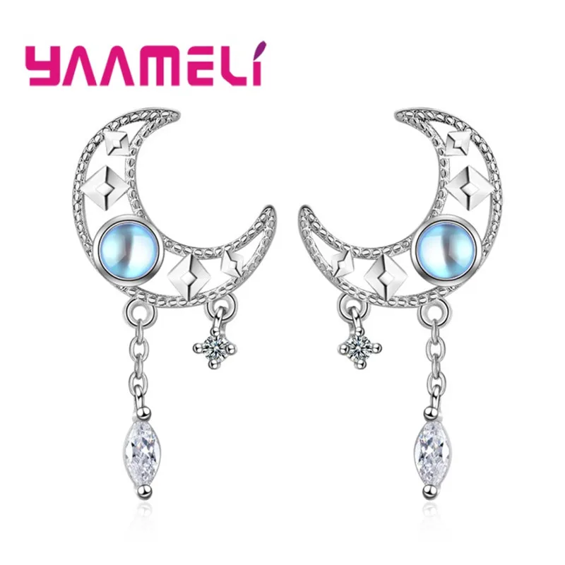 Special Sale S925 Sterling Silver Women Girls Hollow Moon Cubic Zircon Tassel Dangle Earrings for Wedding Engagement
Special Sale S925 Sterling Silver Women Girls Hollow Moon Cubic Zircon Tassel Dangle Earrings for Wedding Engagement
