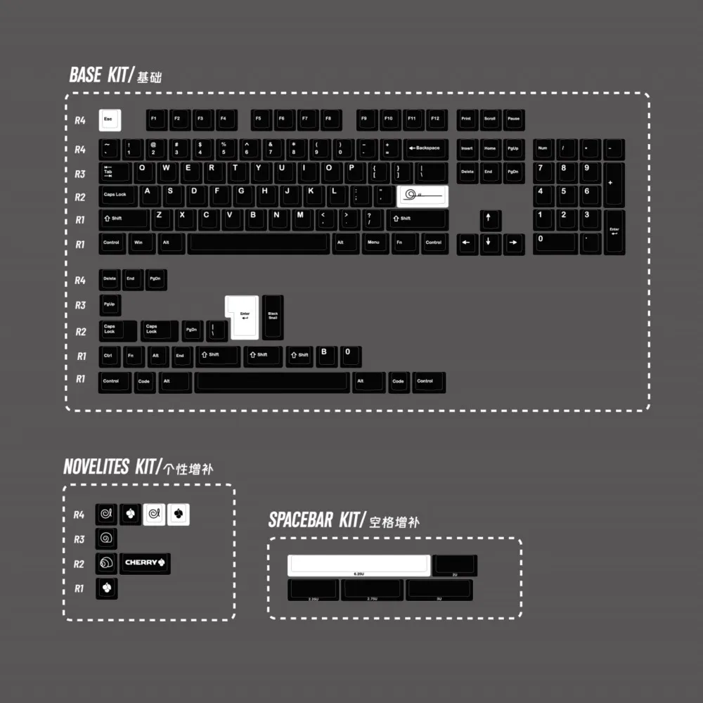 Clone GMK Black Snail Keycaps PBT Dye Sublimation Keycap Cherry Profile 143 Keys For MX Switch Keyboard 75% 98% GH60 GK64 67 87
Clone GMK Black Snail Keycaps PBT Dye Sublimation Keycap Cherry Profile 143 Keys For MX Switch Keyboard 75% 98% GH60 GK64 67 87