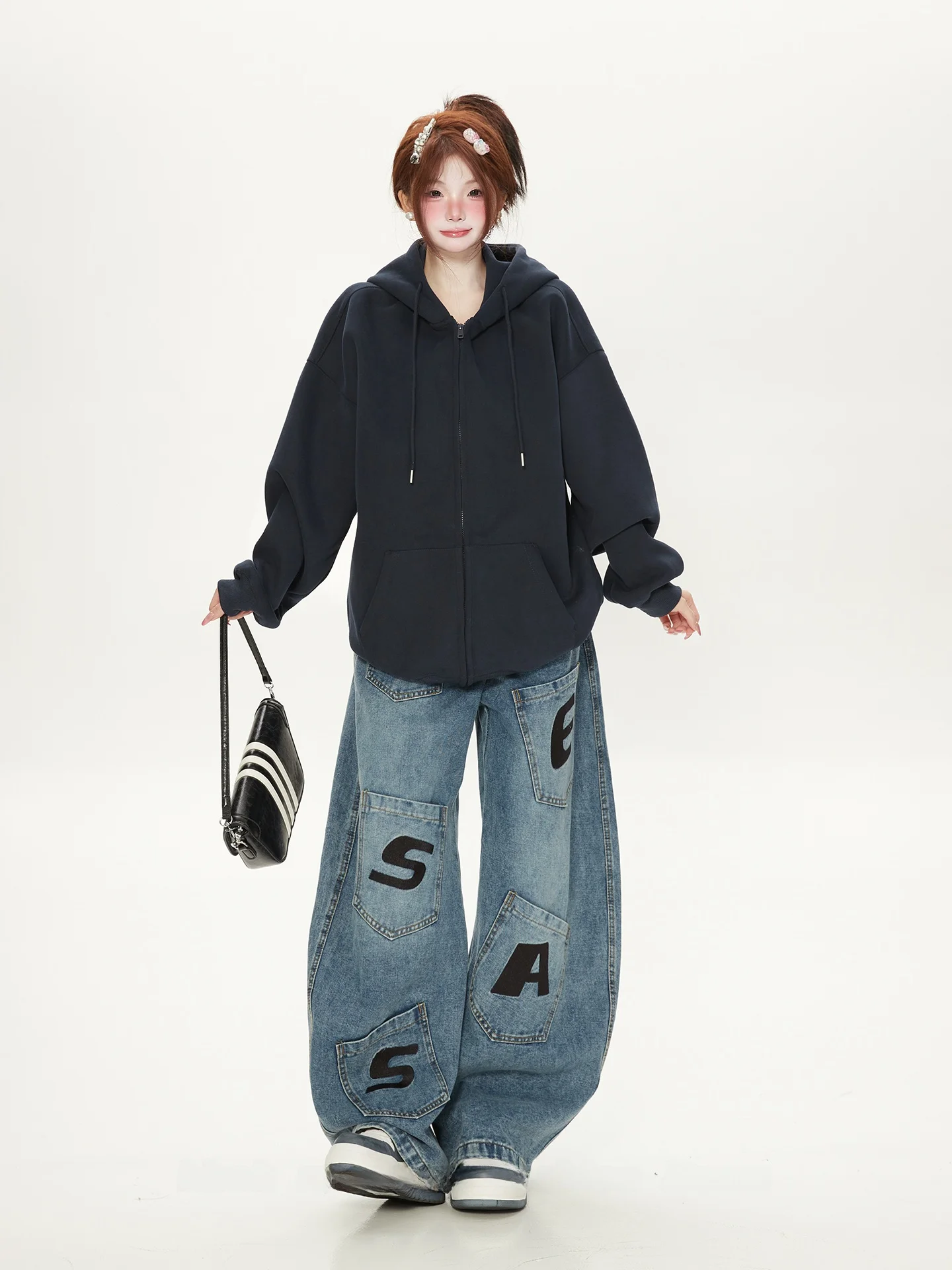 Simple Dstring Hooded Zipper Jaet Women's Spring Autumn Loose Comfortable Korean Sle Slimming Sweatirt Open Cardigan
Simple Dstring Hooded Zipper Jaet Women's Spring Autumn Loose Comfortable Korean Sle Slimming Sweatirt Open Cardigan