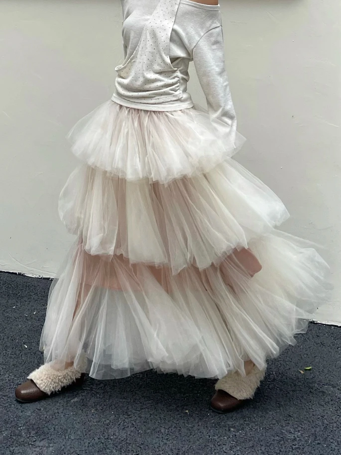 Sweet Splicing Stacking Design High Waist Women Clothing Fluffy Solid Color Mesh Skirt Elegant A-line Skirts 2026 Spring
Sweet Splicing Stacking Design High Waist Women Clothing Fluffy Solid Color Mesh Skirt Elegant A-line Skirts 2026 Spring