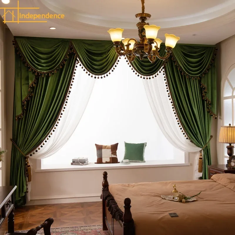 High-end American Retro Green Flannelette Curtains for Living Room Bedroom French Window Customized Valance Finished Products
High-end American Retro Green Flannelette Curtains for Living Room Bedroom French Window Customized Valance Finished Products
