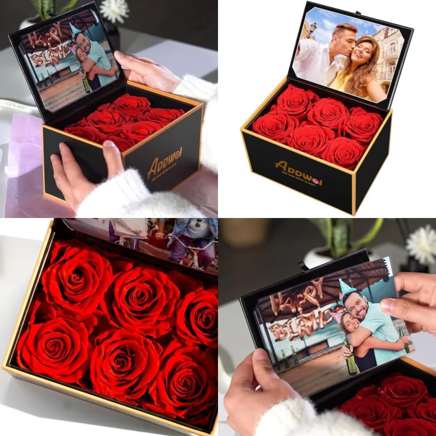 Preserved Rose Gift Box with 4x6 Photo Frame, Romantic Flower Gifts for Women, Wife or Girlfriend, 6 Eternal Roses for Delivery
Preserved Rose Gift Box with 4x6 Photo Frame, Romantic Flower Gifts for Women, Wife or Girlfriend, 6 Eternal Roses for Delivery