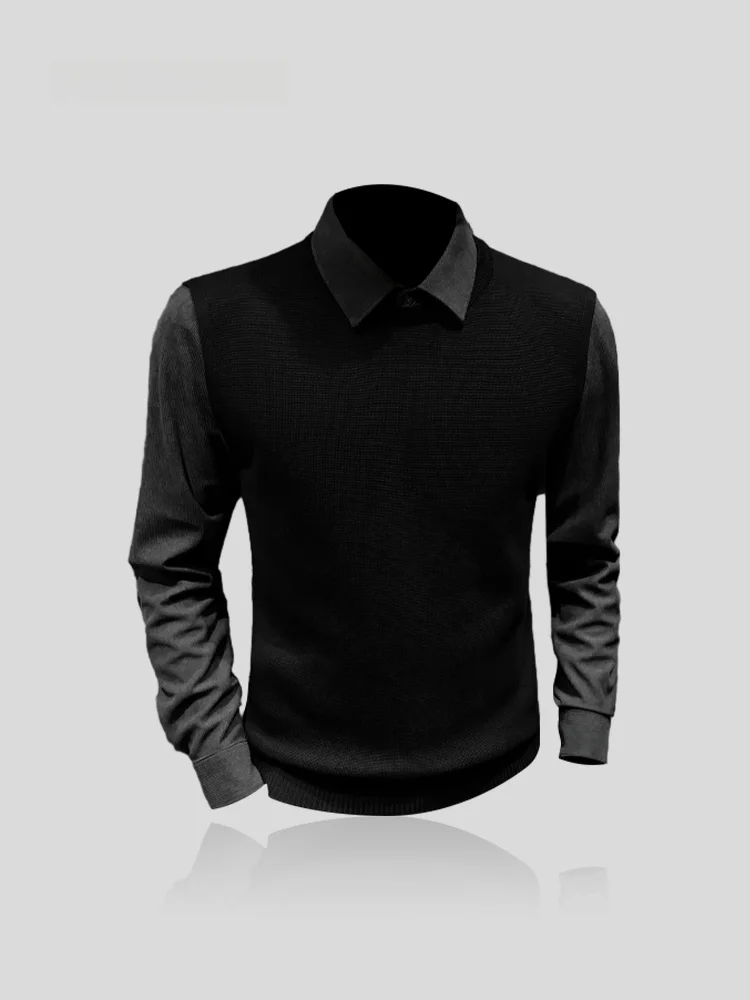 IT Men's Faux Two-Piece Knitted Sweater with Shirt Collar Inner Fleece Long Sleeve Autumn Winter Warm Business Base Shirt
IT Men's Faux Two-Piece Knitted Sweater with Shirt Collar Inner Fleece Long Sleeve Autumn Winter Warm Business Base Shirt