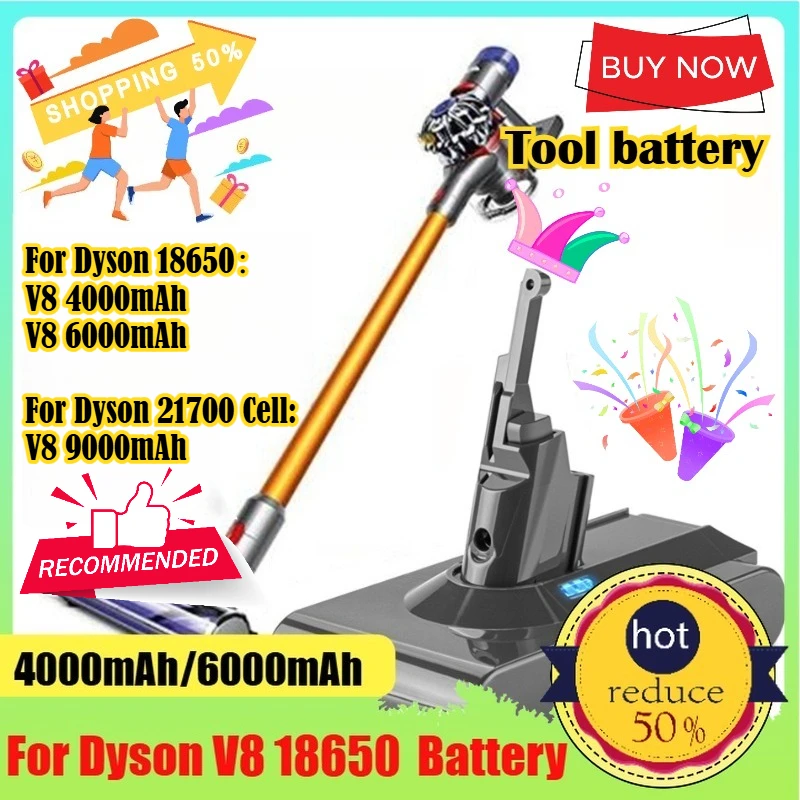 4000mAh/6000mAh 21.6V 18650 Replacement Battery for Dyson V8 Handheld Vacuum Cleaner Sweeper Battery
4000mAh/6000mAh 21.6V 18650 Replacement Battery for Dyson V8 Handheld Vacuum Cleaner Sweeper Battery