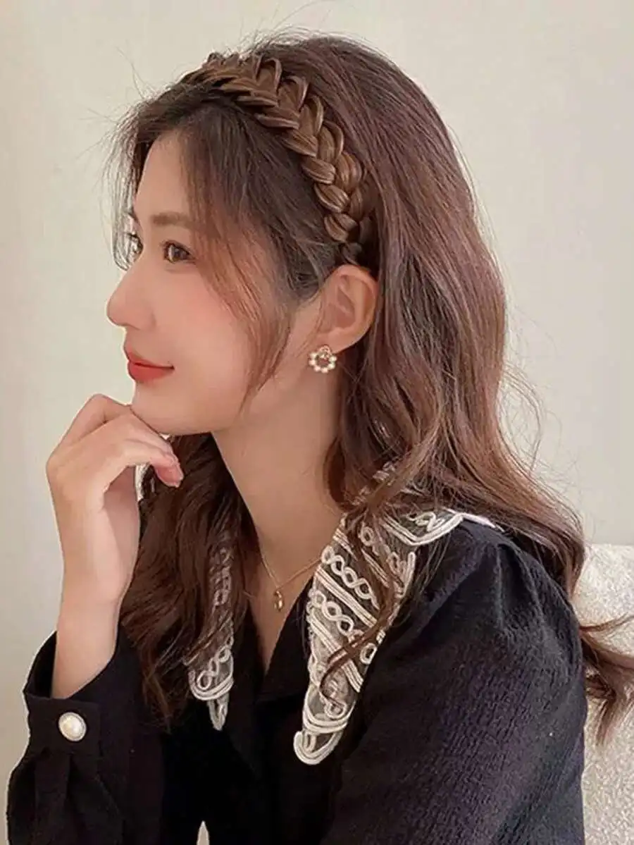 Fluffy Fishbone Braid Synthetic Wig Headband For Women Non-Slip Hair Accessory Bridal Everyday Wear
Fluffy Fishbone Braid Synthetic Wig Headband For Women Non-Slip Hair Accessory Bridal Everyday Wear