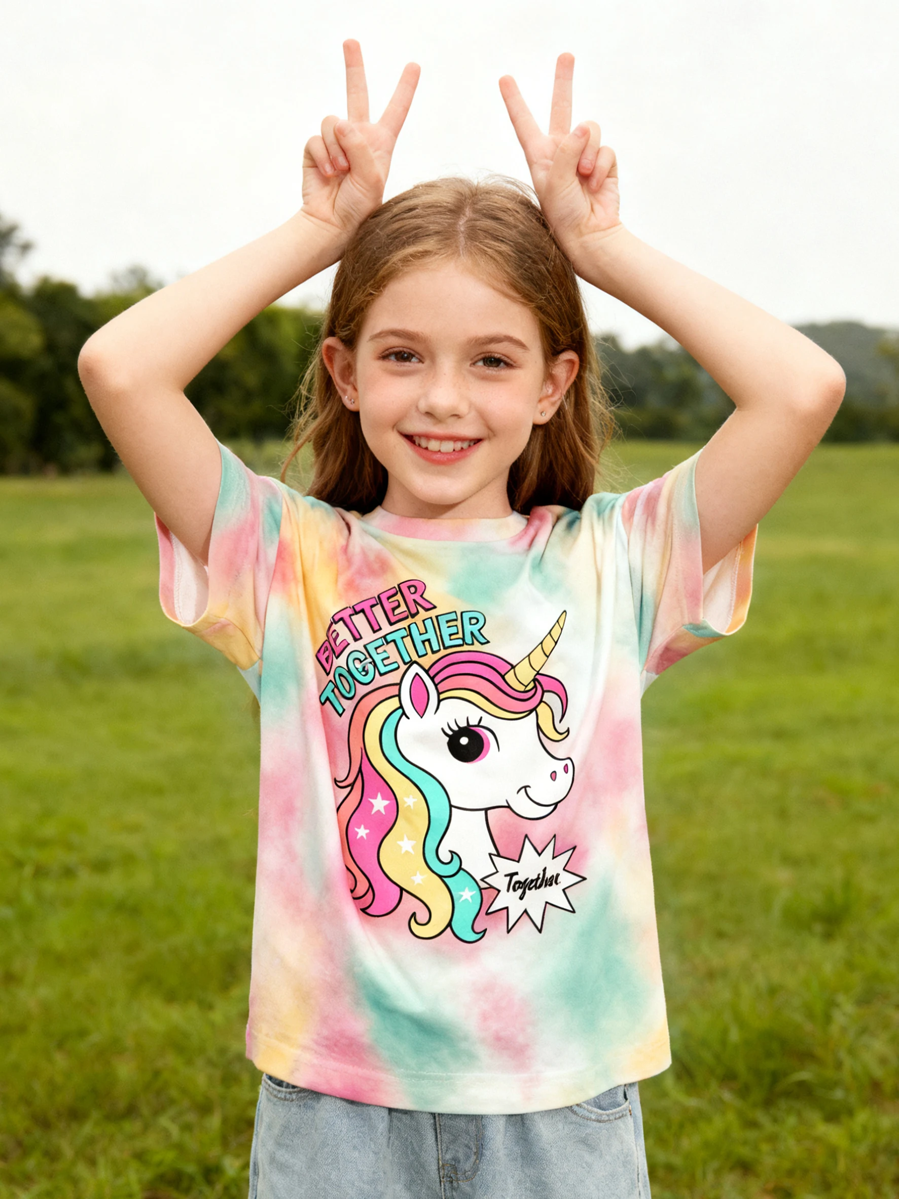 Children's colorful unicorn tie-dye printed T-shirt, cute baby trendy children's cute wear
Children's colorful unicorn tie-dye printed T-shirt, cute baby trendy children's cute wear