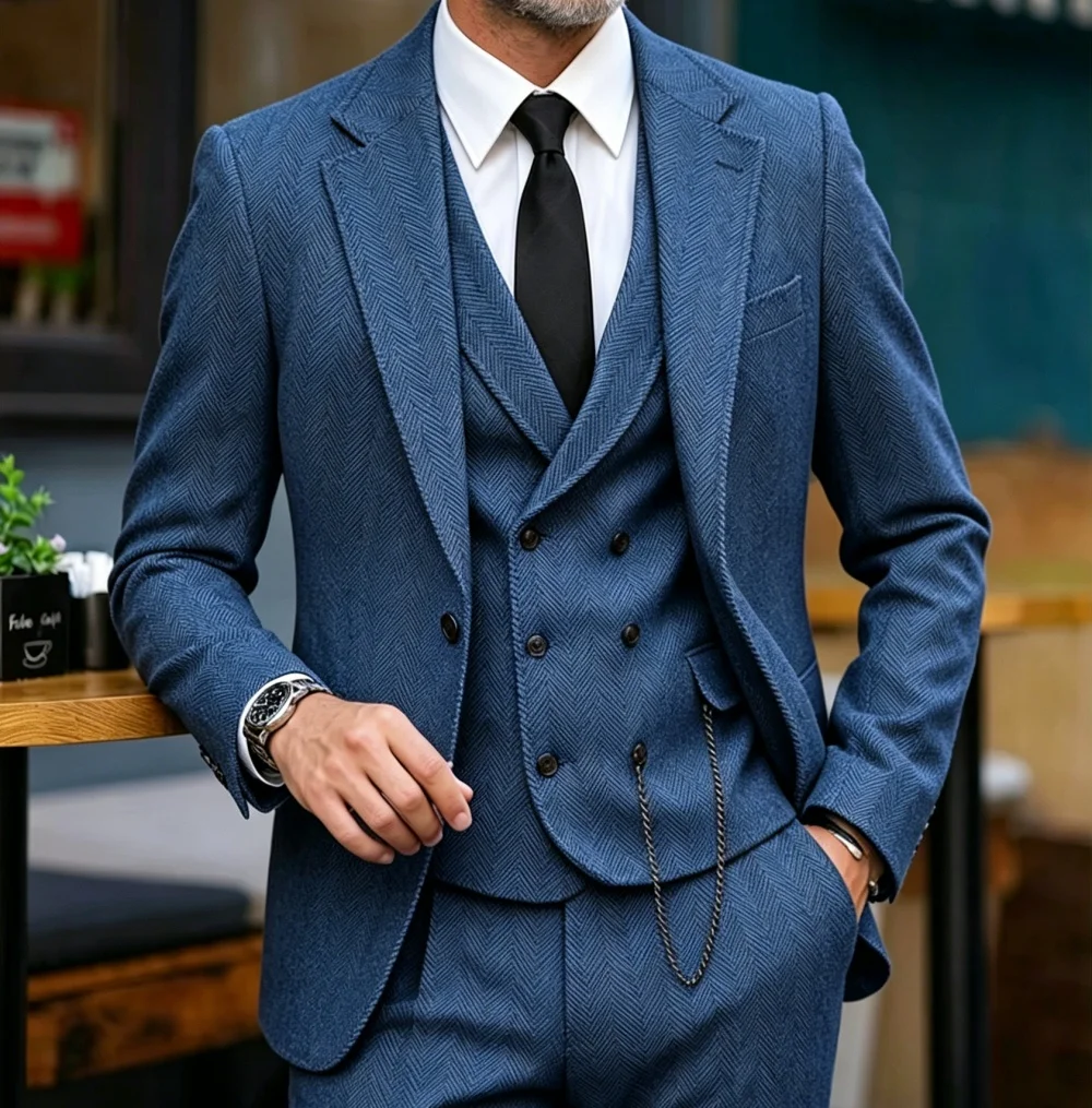 Mens Suits 3 Piece Herringbone Tweed Wool Double Breasted Vest Slim Fit Suit Prom Tuxedos Groomsmen For Wedding(Blazer+Vest
Mens Suits 3 Piece Herringbone Tweed Wool Double Breasted Vest Slim Fit Suit Prom Tuxedos Groomsmen For Wedding(Blazer+Vest