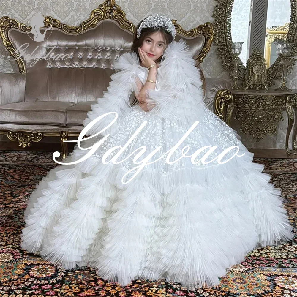 Pleat Long Ball Wedding Flower Girl Dress Long Sleeve Floor Length Sweep Train Elegant First Communion Dress Customized New 2025
Pleat Long Ball Wedding Flower Girl Dress Long Sleeve Floor Length Sweep Train Elegant First Communion Dress Customized New 2025