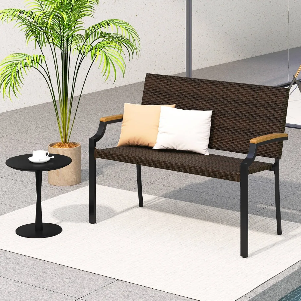 Patio Wicker Loveseat Chair w/Acacia Wood Armrests & Metal Frame for Backyard
Patio Wicker Loveseat Chair w/Acacia Wood Armrests & Metal Frame for Backyard