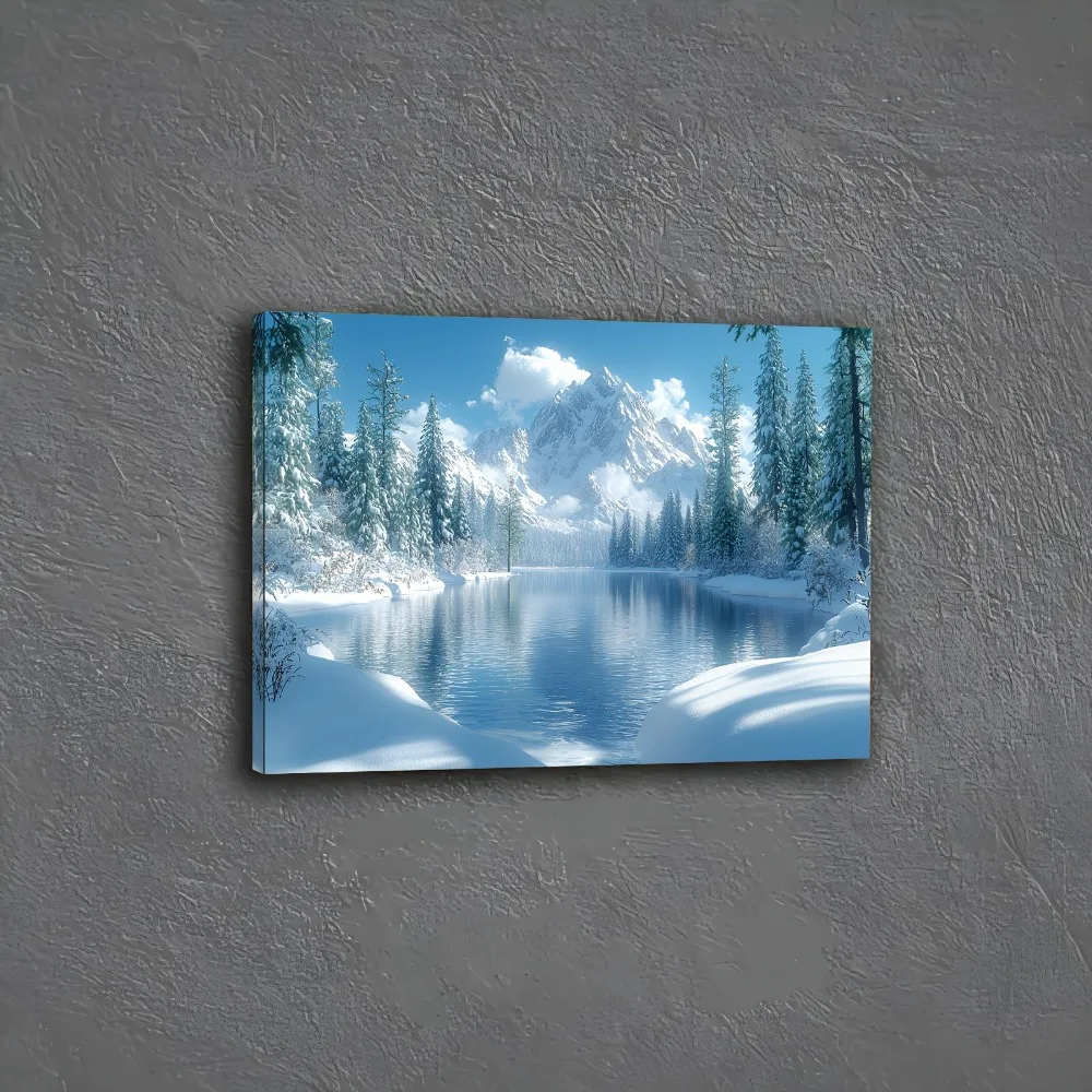 Winter Wonderland canvas wall art, magnificent mountain lake landscape, snow forest and glacier reflection, interior decoration
Winter Wonderland canvas wall art, magnificent mountain lake landscape, snow forest and glacier reflection, interior decoration