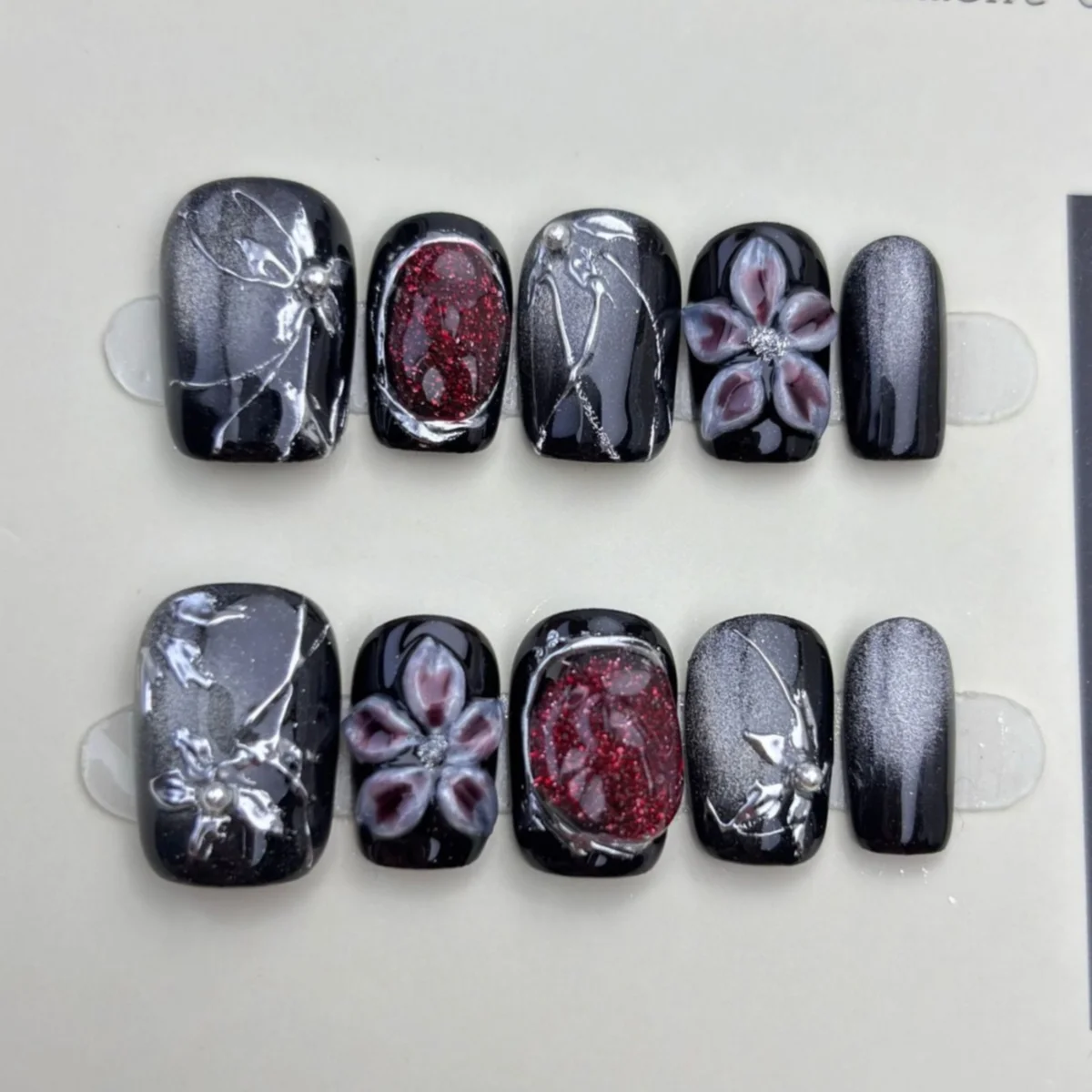 10pcs Simple Handmade Fake Nail Tip Detachable Short Square Round Nails Set Press on Cherry Design False Nails Art Cyan Manicure
10pcs Simple Handmade Fake Nail Tip Detachable Short Square Round Nails Set Press on Cherry Design False Nails Art Cyan Manicure