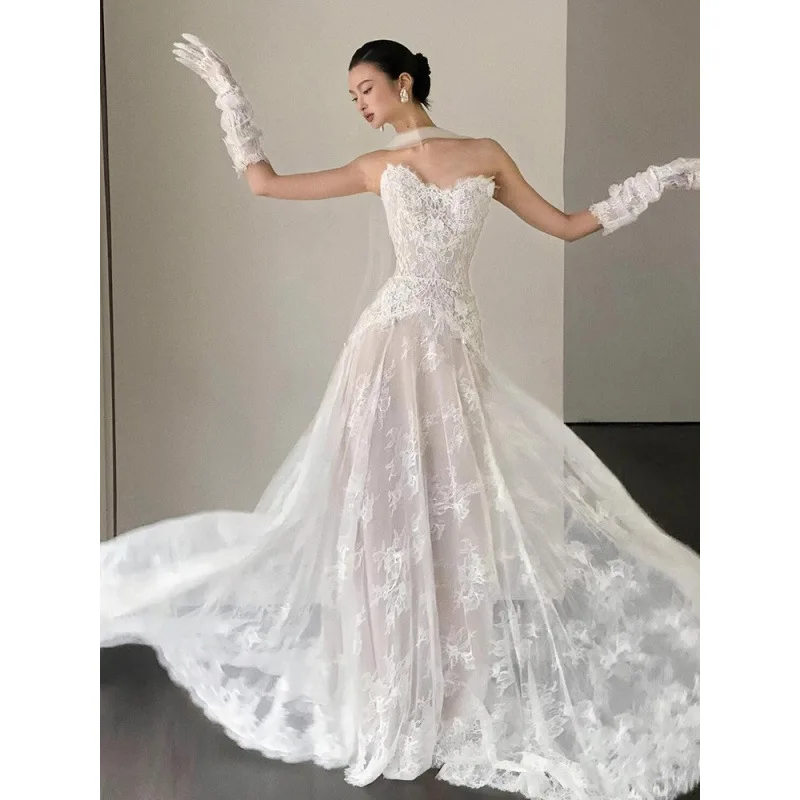 Fancy Ivory Lace Weddding Dresses Elegant Sweetheart Zipper Back Sweep Train Lace Bridal Gownss Accept Custom Made
Fancy Ivory Lace Weddding Dresses Elegant Sweetheart Zipper Back Sweep Train Lace Bridal Gownss Accept Custom Made