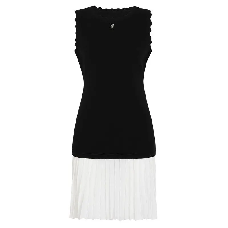 Elegant Summer New Sleeveless Vest Splice Pleated Dress Short High Quality Knitted Waist Inning Skirt for Ladies Citywalk
Elegant Summer New Sleeveless Vest Splice Pleated Dress Short High Quality Knitted Waist Inning Skirt for Ladies Citywalk