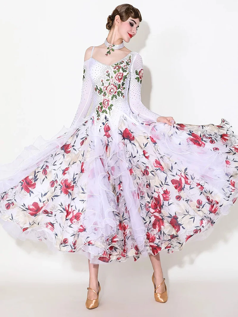 Women Advanced Ballroom Competition Dance Dresses Elegant Flowers Standard Ballroom Skirt Lady's Waltz Ballroom Dancing Dress
Women Advanced Ballroom Competition Dance Dresses Elegant Flowers Standard Ballroom Skirt Lady's Waltz Ballroom Dancing Dress