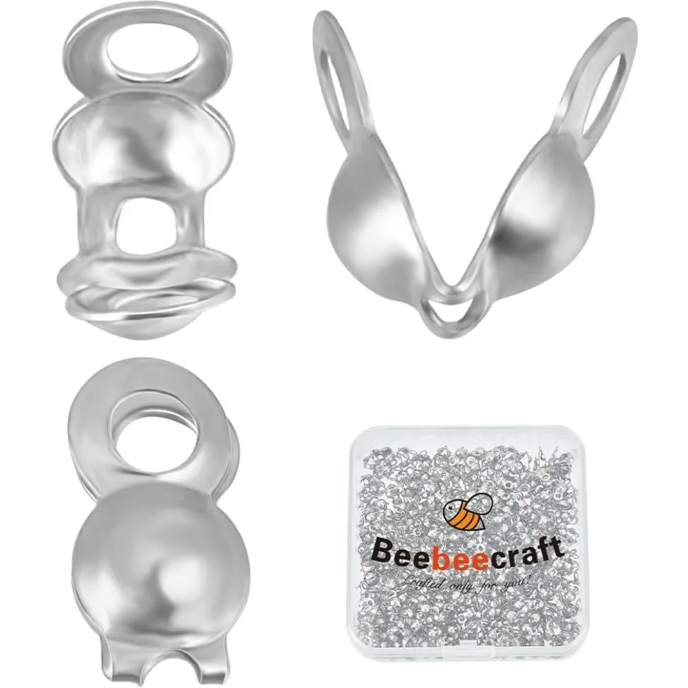 1 Box 500Pcs Open Bead Tips Knot Covers Stainless Steel 1.4mm Clamshell Crimp Fold-Over Culotte Ends Caps for making kit
1 Box 500Pcs Open Bead Tips Knot Covers Stainless Steel 1.4mm Clamshell Crimp Fold-Over Culotte Ends Caps for making kit
