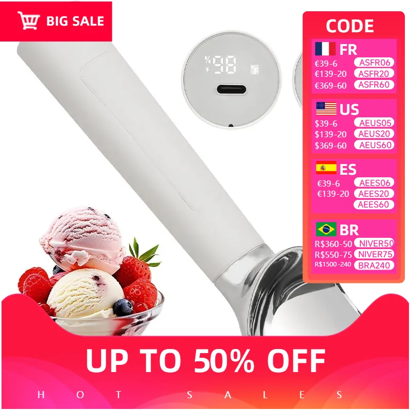 1PC rechargeable automatic quick heating spoon, LED display ice cream scoop, a small tool for making ice cream in the kitchen
1PC rechargeable automatic quick heating spoon, LED display ice cream scoop, a small tool for making ice cream in the kitchen