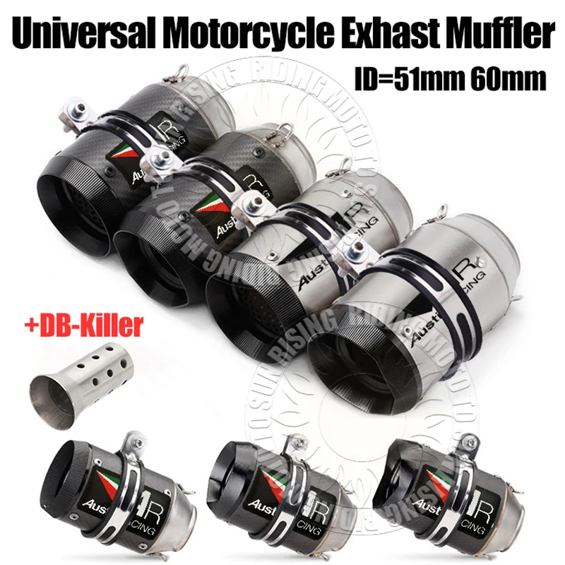 51mm 60mm Carbon/Stainless/Titanium AR Motorcycle Exhaust Muffler For Kawasaki Honda Yamaha KTM CF Suzuki Ktm Bmw etc Tail Pipe
51mm 60mm Carbon/Stainless/Titanium AR Motorcycle Exhaust Muffler For Kawasaki Honda Yamaha KTM CF Suzuki Ktm Bmw etc Tail Pipe