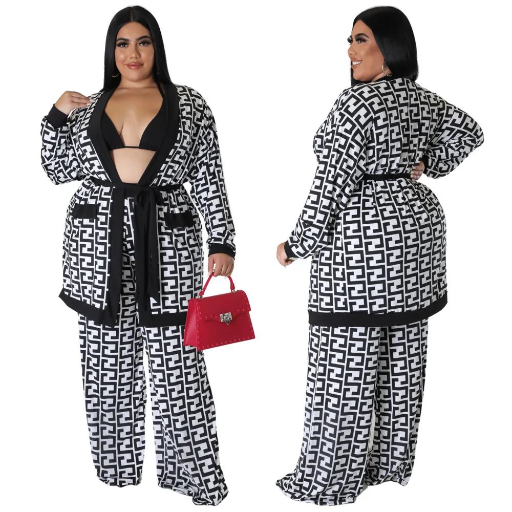Oversize XL Women's Autumn and Winter Home Wear Belt Set Mock Print Two Piece Set Fashion and Casual
Oversize XL Women's Autumn and Winter Home Wear Belt Set Mock Print Two Piece Set Fashion and Casual