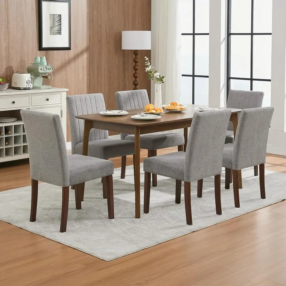 Set of 6 Upholstered Dining Chairs, Linen Fabric, Sturdy Wood Legs, Parsons Style, Comfortable for Kitchen or Dining Room, Beige
Set of 6 Upholstered Dining Chairs, Linen Fabric, Sturdy Wood Legs, Parsons Style, Comfortable for Kitchen or Dining Room, Beige