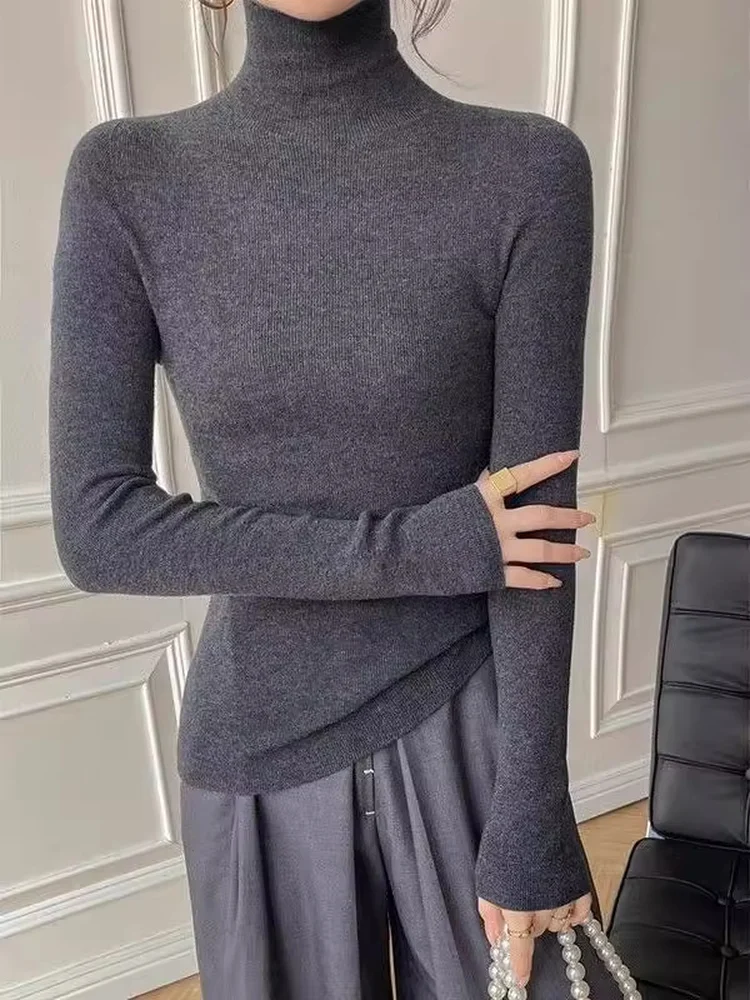 Gray High Collar Knitted Base Shirt Women's Long Sleeve Inner Wear Slimming Top Commute Style Soft Fabric Korean Version
Gray High Collar Knitted Base Shirt Women's Long Sleeve Inner Wear Slimming Top Commute Style Soft Fabric Korean Version