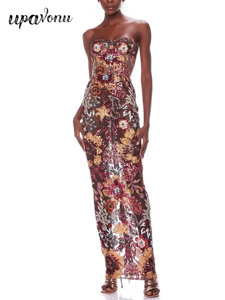 Light Luxury Sequin Flower Design Dress Women Strapless Sleeveless Bodycon Mid length Dress Fashion Cocktail Evening Party Dress
Light Luxury Sequin Flower Design Dress Women Strapless Sleeveless Bodycon Mid length Dress Fashion Cocktail Evening Party Dress