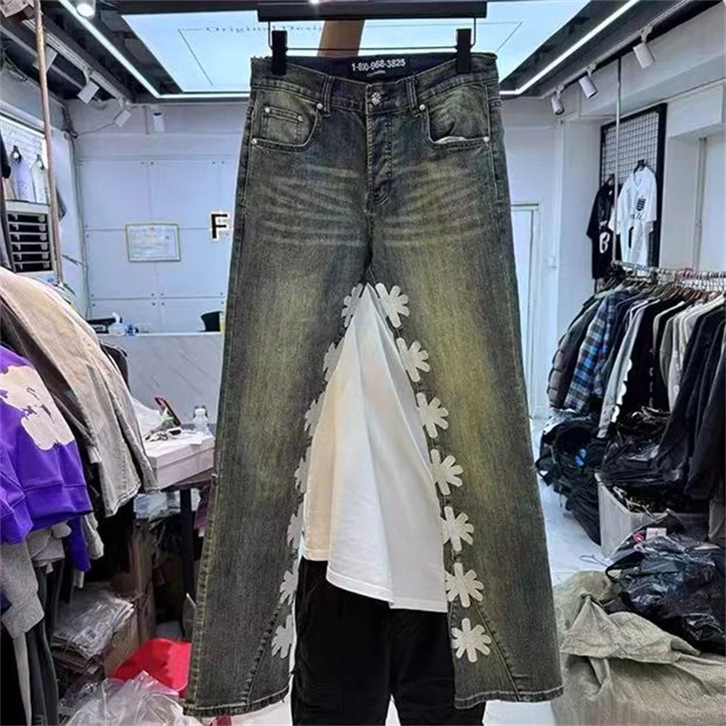 High Quality Splicing Vintage Washed Blue LOSTSHDWS Denim Trousers Simple Pattern Embroidery Men Women Fashion Loose Jeans
High Quality Splicing Vintage Washed Blue LOSTSHDWS Denim Trousers Simple Pattern Embroidery Men Women Fashion Loose Jeans
