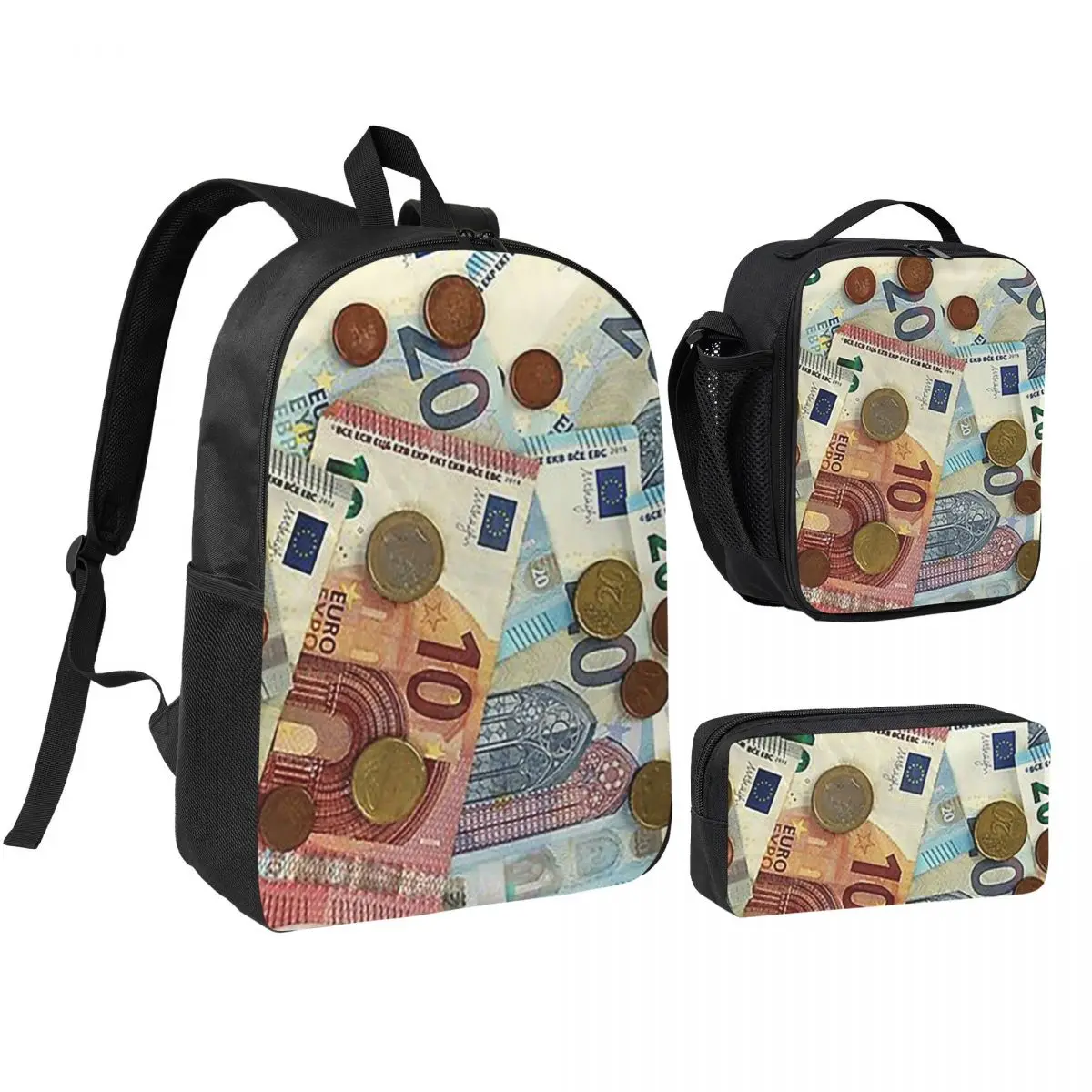 Euro Banknotes And Coins Backpack Boys Girls BookBag School Bag Shoulder Bags 3ps Insulated Lunch Bag Pencil Case
Euro Banknotes And Coins Backpack Boys Girls BookBag School Bag Shoulder Bags 3ps Insulated Lunch Bag Pencil Case