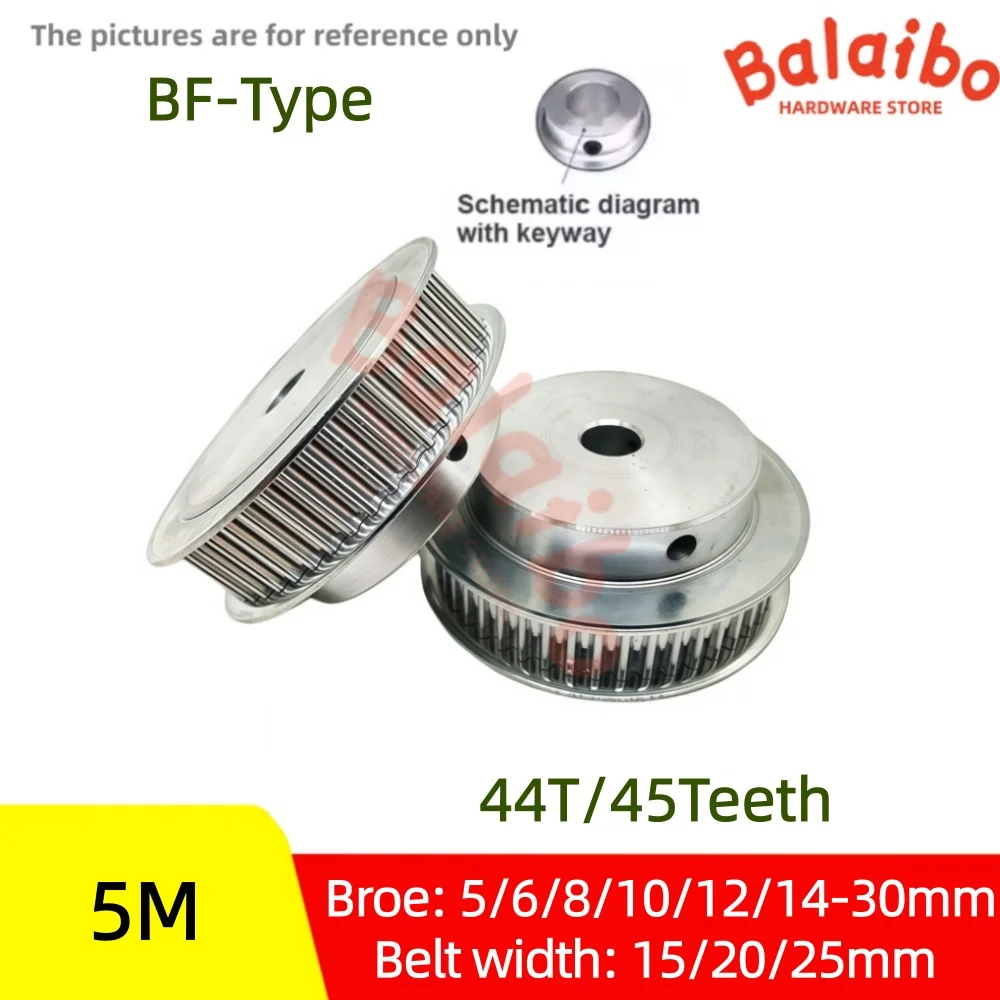 44T/45Teeth HTD 5M BF Type Timing Pulley Bore 5/6/8/10/12/14/15/16-30mm Belt Width 15/20/25mm
44T/45Teeth HTD 5M BF Type Timing Pulley Bore 5/6/8/10/12/14/15/16-30mm Belt Width 15/20/25mm