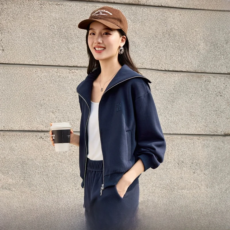 Simple Commute Double Zipper Loose Shoulder Long Sleeve Sweatshirt Elastic Waist Straight Leg Pants Women's Fashion Set
Simple Commute Double Zipper Loose Shoulder Long Sleeve Sweatshirt Elastic Waist Straight Leg Pants Women's Fashion Set