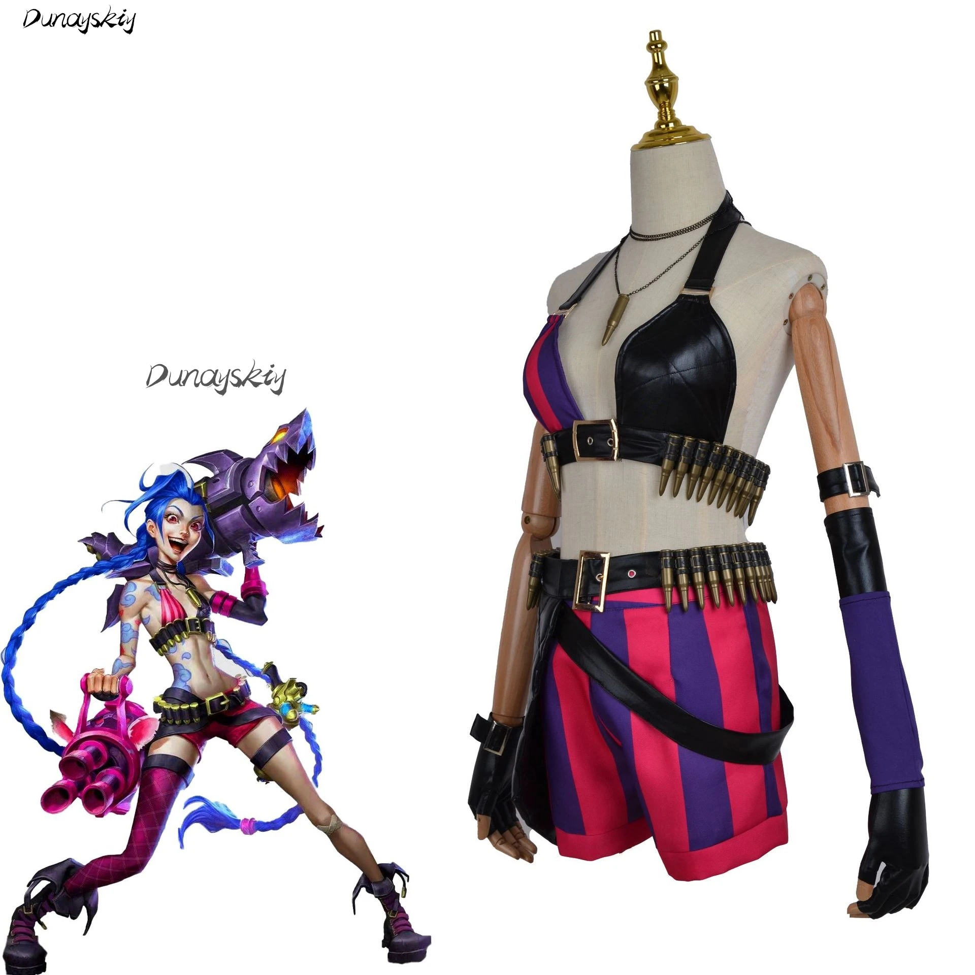 LOL League of Legends 2, комплект костюмов для косплея Arcane Jinx, синий парик, короткие штаны, платье для вечеринки на Хэллоуин, розовый индивидуальный наряд
LOL League of Legends 2, комплект костюмов для косплея Arcane Jinx, синий парик, короткие штаны, платье для вечеринки на Хэллоуин, розовый индивидуальный наряд