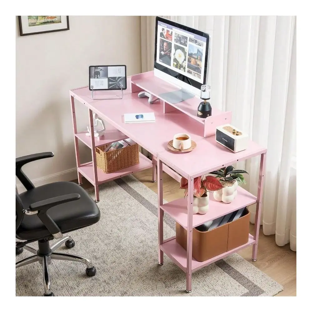 Desk, Office Desk, Computer Desk 55 Inch With Storage Shelf Pink Ideal Gaming Desk For Bedrooms, Small Spaces, And Home Offices
Desk, Office Desk, Computer Desk 55 Inch With Storage Shelf Pink Ideal Gaming Desk For Bedrooms, Small Spaces, And Home Offices
