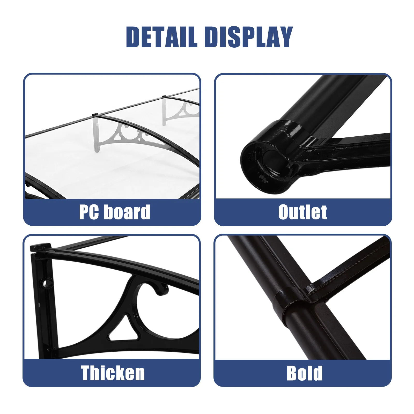 Awning for Door Entrance with Aluminum Alloy Bracket Window Canopy Exterior with Drainage Sink for Rain Snow Sunlight Protection
Awning for Door Entrance with Aluminum Alloy Bracket Window Canopy Exterior with Drainage Sink for Rain Snow Sunlight Protection