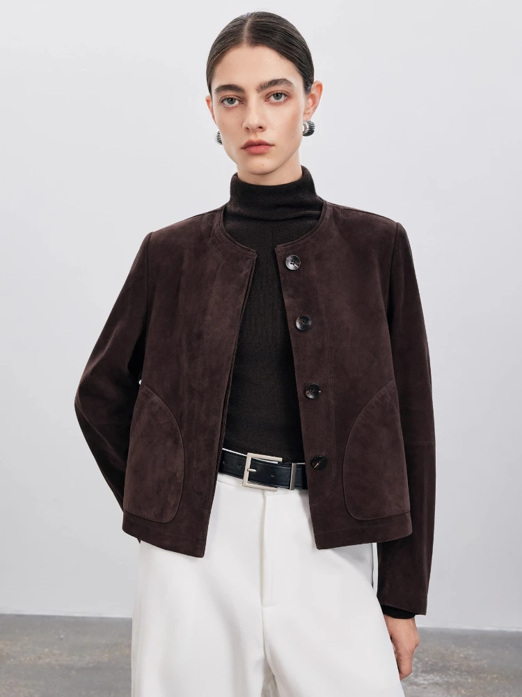 Classic O-neck Genuine Leather Jackets for Women Spring Autumn 2026 New High-end Simple Slim Short Real Sheepskin Suede Coat
Classic O-neck Genuine Leather Jackets for Women Spring Autumn 2026 New High-end Simple Slim Short Real Sheepskin Suede Coat