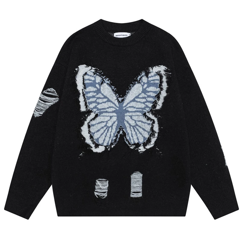 Men Harajuku Sweater Contrasting Color Butterfly Hole Pullover Casual O-neck Knitted Top Hip Hop Loose Sweater Couple Streetwear
Men Harajuku Sweater Contrasting Color Butterfly Hole Pullover Casual O-neck Knitted Top Hip Hop Loose Sweater Couple Streetwear