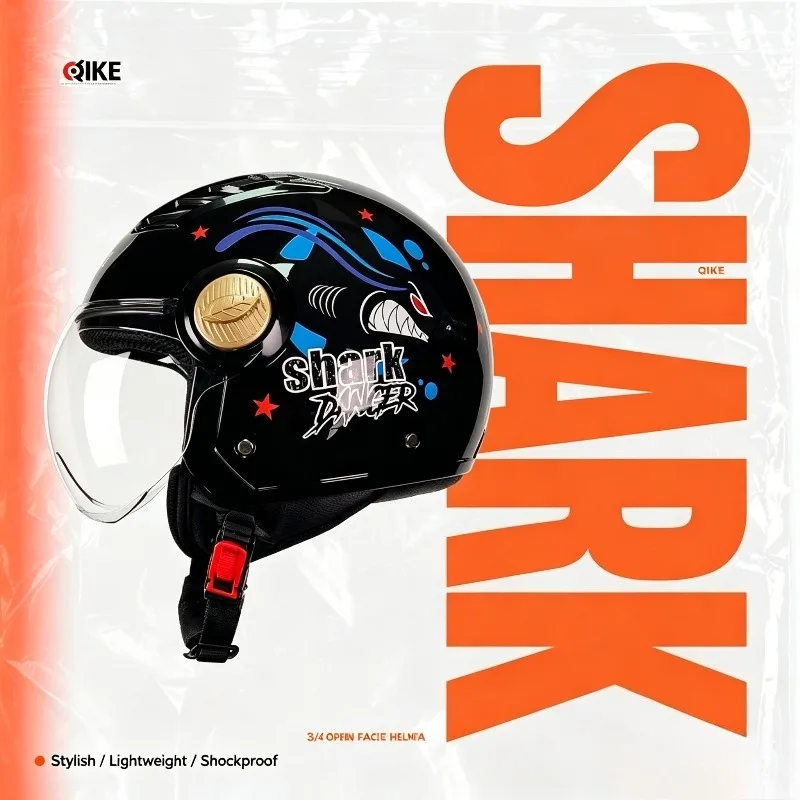 QIKE Cool Shark Cartoon 3/4 Motorcycle Helmet, Warm Winter Shockproof Anti-Collision Safety Crash Helmet
QIKE Cool Shark Cartoon 3/4 Motorcycle Helmet, Warm Winter Shockproof Anti-Collision Safety Crash Helmet