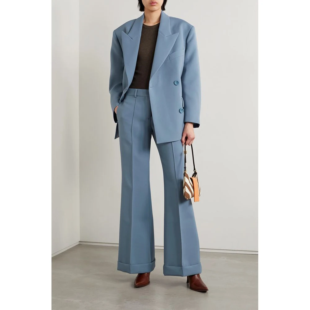 Fashion 2 Pieces Suit Set for Women Double Breasted Peak Lapel Jacket Flare Pants Sets Office Business Banquet Female Clothing
Fashion 2 Pieces Suit Set for Women Double Breasted Peak Lapel Jacket Flare Pants Sets Office Business Banquet Female Clothing