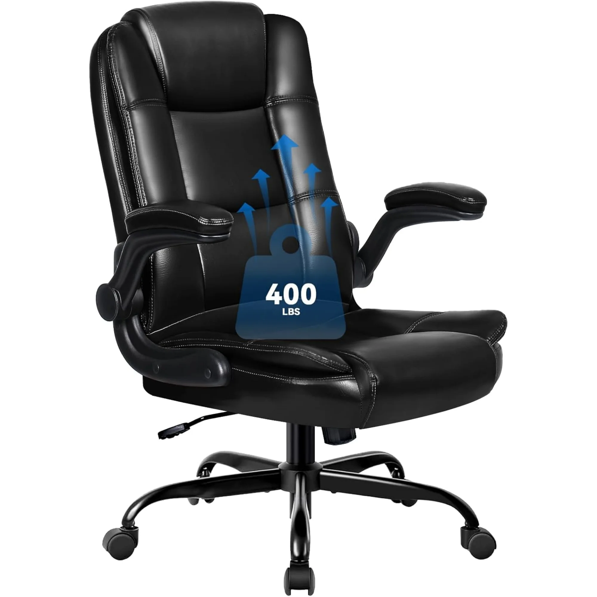 Ergonomic Office Chair with Flip-up Armrests, Big and Tall Leather Executive Office Chair, High Back Lumbar Support Home Computer Desk Chair, Heavy and Duty Computer Chair (Black)
Ergonomic Office Chair with Flip-up Armrests, Big and Tall Leather Executive Office Chair, High Back Lumbar Support Home Computer Desk Chair, Heavy and Duty Computer Chair (Black)