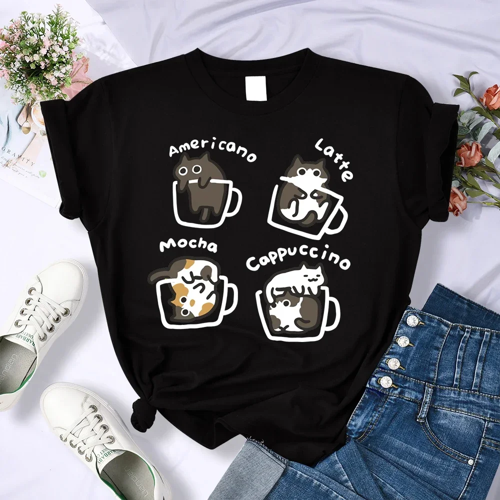 Cat Coffee Art Letter Printed Women T-shirt Breathable O-Neck Short Sleeve T Shirt Female Loose Streetwear Casual Clothes Tops
Cat Coffee Art Letter Printed Women T-shirt Breathable O-Neck Short Sleeve T Shirt Female Loose Streetwear Casual Clothes Tops