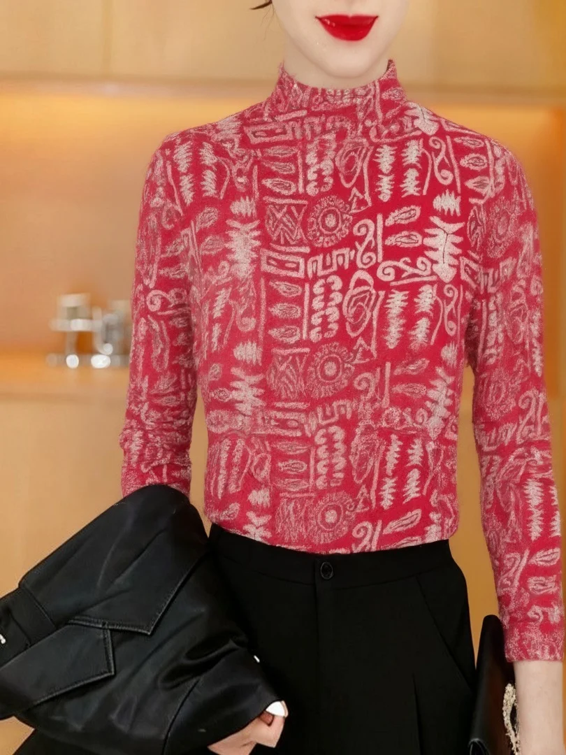 Thickened Fleece Long Sleeve Printed T-Shirt High Collar Loose Slimming Belly Covering Top for Middle-Aged And Elderly Women
Thickened Fleece Long Sleeve Printed T-Shirt High Collar Loose Slimming Belly Covering Top for Middle-Aged And Elderly Women