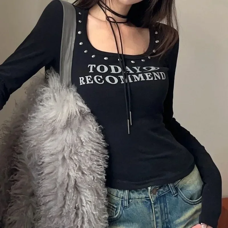 American Vintage Letter Printed Square Neck Long Sleeves T Shirts for Women Autumn New Rhinestone Y2k Top Women Bottoming Shirt
American Vintage Letter Printed Square Neck Long Sleeves T Shirts for Women Autumn New Rhinestone Y2k Top Women Bottoming Shirt