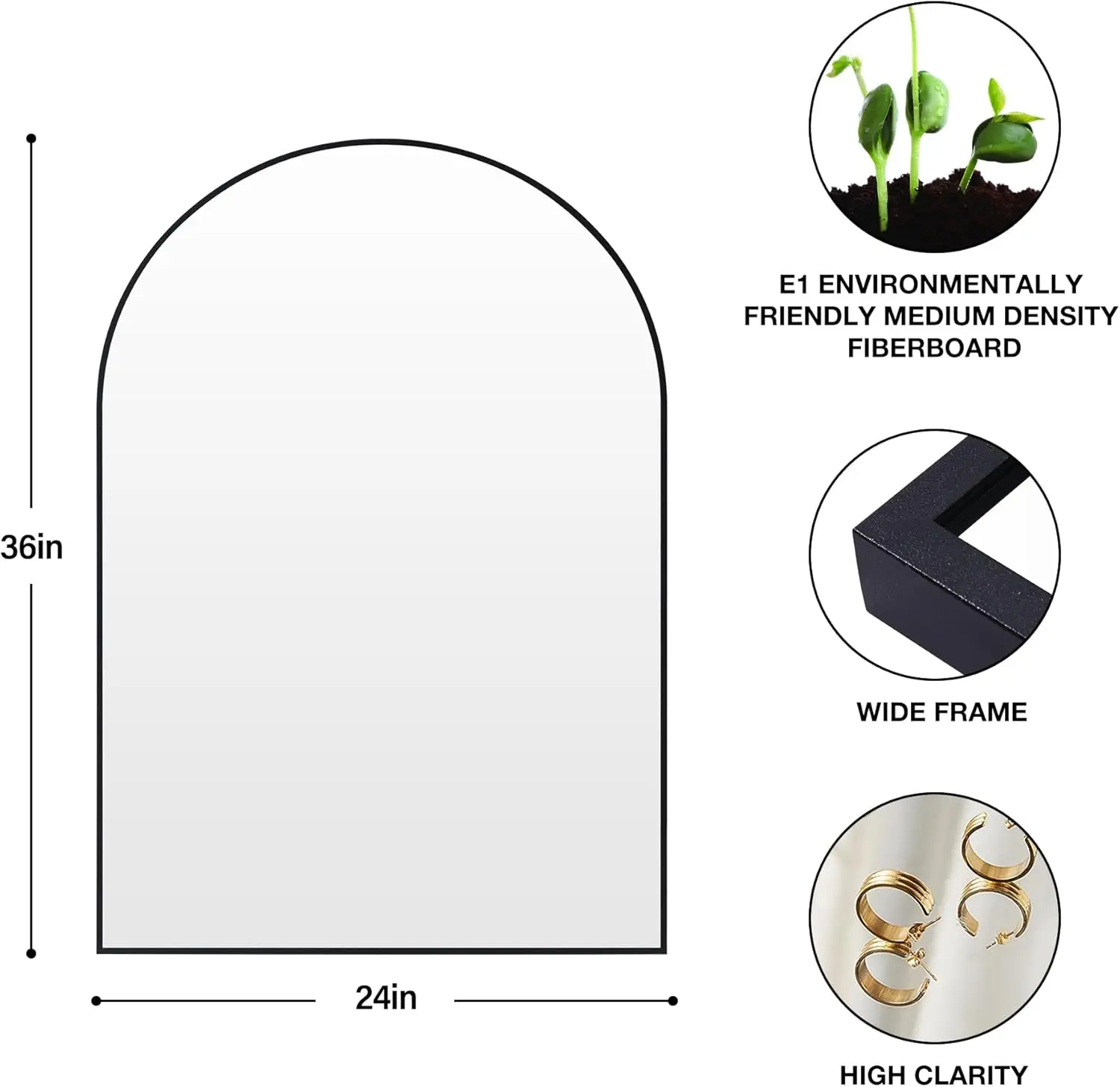 Arched Bathroom Mirror 24""X36"" Black Arched Mirror Wall Mounted Mirror Modern Farmhouse Mirror Vanity Curved Arch Hanging
Arched Bathroom Mirror 24""X36"" Black Arched Mirror Wall Mounted Mirror Modern Farmhouse Mirror Vanity Curved Arch Hanging