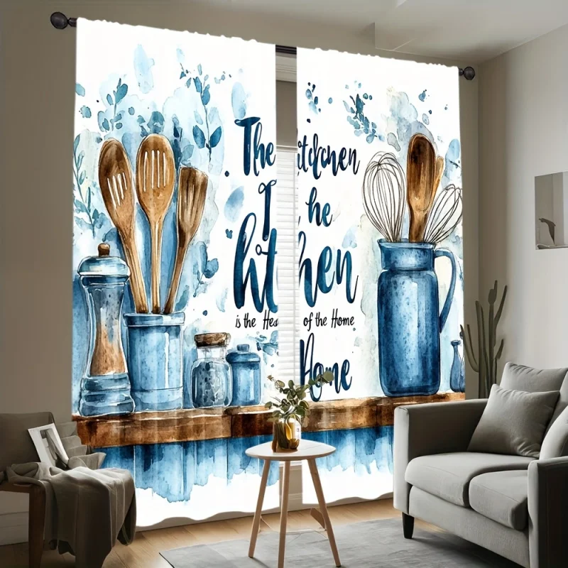 VIKAMA Blue Bay Leaf Print Curtains 2pcs Polyester Sheer Living Room Kitchen Bedroom Machine Wash Textured Decor
VIKAMA Blue Bay Leaf Print Curtains 2pcs Polyester Sheer Living Room Kitchen Bedroom Machine Wash Textured Decor