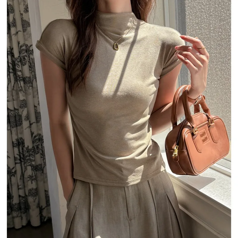Women's Modal Half High Neck Slim Fit Short Sleeve T-shirt Casual Base Layer Tee
Women's Modal Half High Neck Slim Fit Short Sleeve T-shirt Casual Base Layer Tee