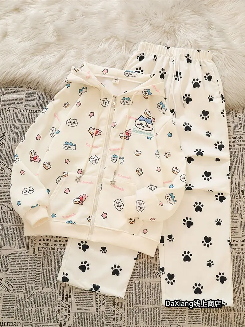 Милые комплекты из двух предметов в консервативном стиле, женские наряды, толстовка на молнии с мультяшным принтом и вышивкой + повседневные широкие брюки, милые костюмы Y2k 
Милые комплекты из двух предметов в консервативном стиле, женские наряды, толстовка на молнии с мультяшным принтом и вышивкой + повседневные широкие брюки, милые костюмы Y2k