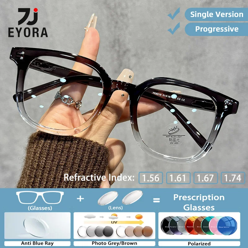 EYORA Oversize Frame Reading Glasses for Women TR90 Myopia and Hyperopia Anti Blue Light Progressive Photochromic Glasses Lenses
EYORA Oversize Frame Reading Glasses for Women TR90 Myopia and Hyperopia Anti Blue Light Progressive Photochromic Glasses Lenses