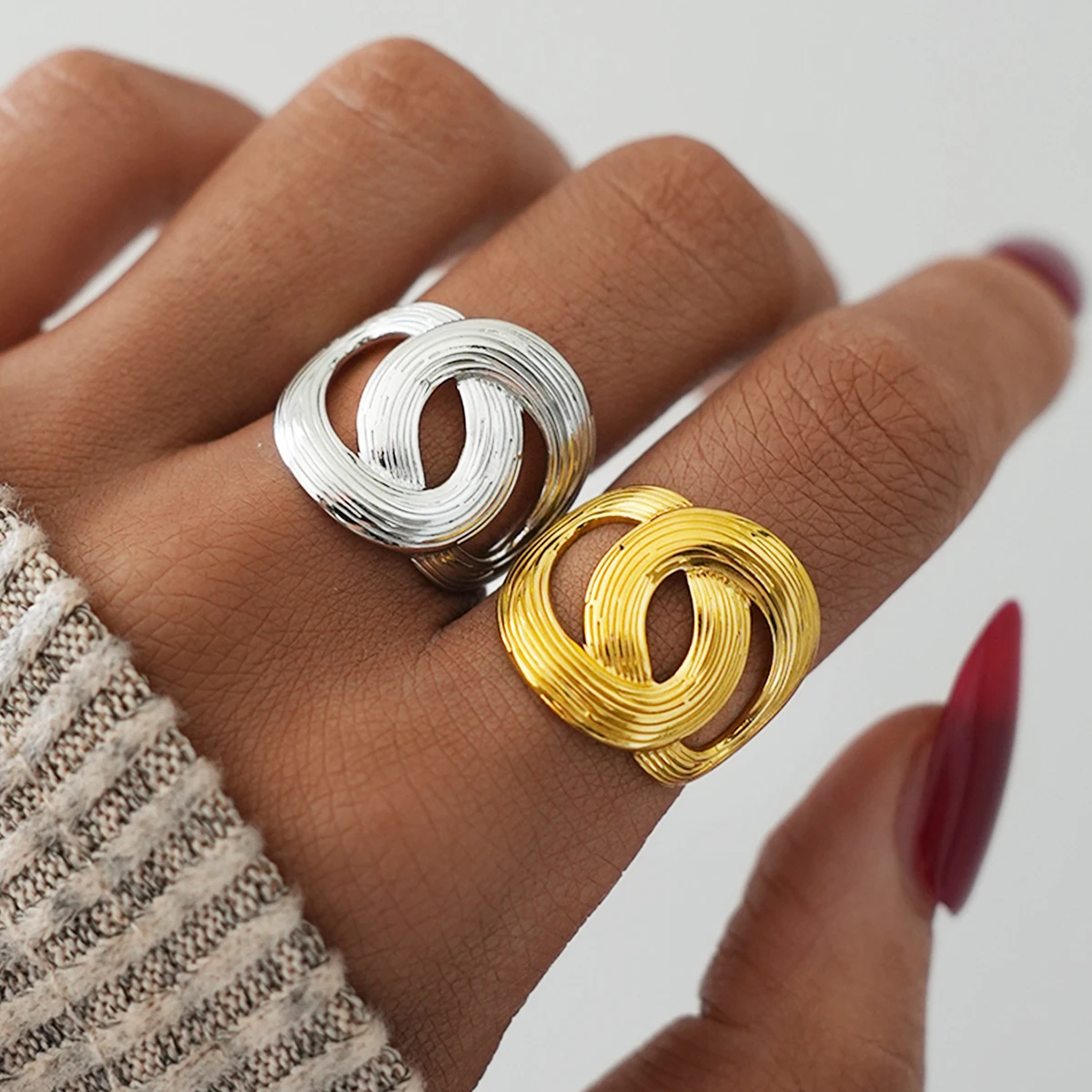 Stainless Steel Rings for Women 18K Gold Plated Multilayer Geometric Open Ring Vintage Waterproof Aesthetic Jewelry Gift For Her
Stainless Steel Rings for Women 18K Gold Plated Multilayer Geometric Open Ring Vintage Waterproof Aesthetic Jewelry Gift For Her