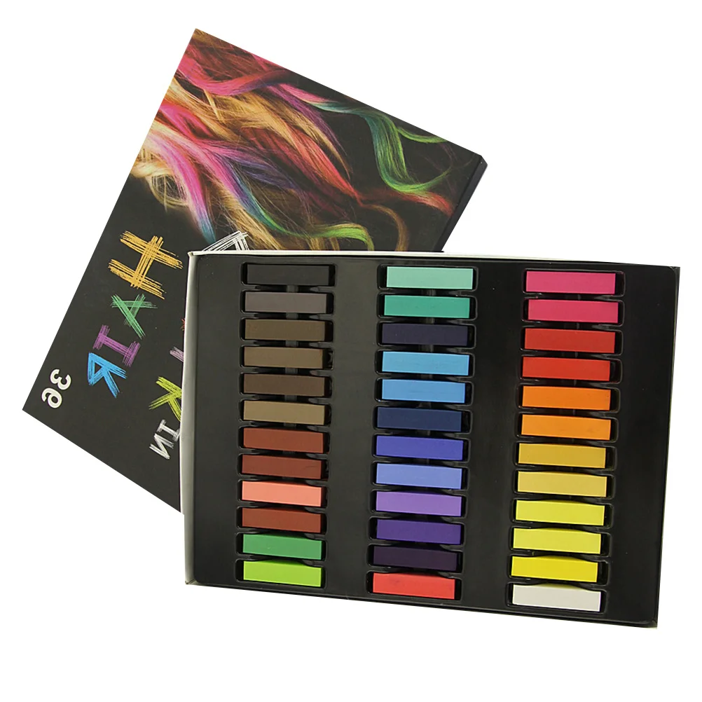 1 комплект, набор мелов для волос, 36 цветов, моющиеся временные одноразовые временные ручки-крашивания, одноразовый мел для быстрого окрашивания волос 
1 комплект, набор мелов для волос, 36 цветов, моющиеся временные одноразовые временные ручки-крашивания, одноразовый мел для быстрого окрашивания волос