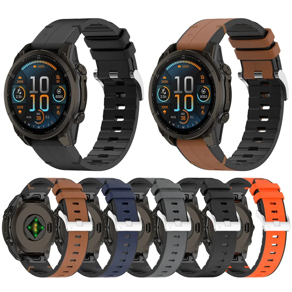 20/22/26MM Wide Silicone Watch Strap Leather Surface Pin Buckle 5.5-8.7inch Band for Garmin Fenix8 enduro3/ Fenix E/ instinct
20/22/26MM Wide Silicone Watch Strap Leather Surface Pin Buckle 5.5-8.7inch Band for Garmin Fenix8 enduro3/ Fenix E/ instinct