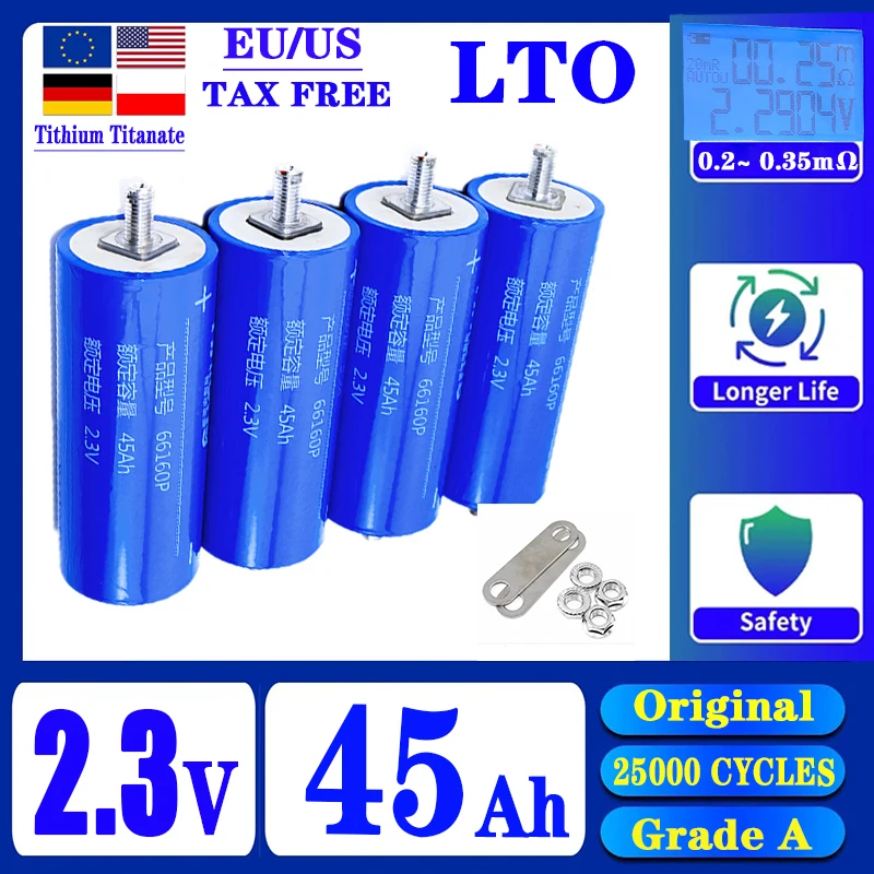 Yinlong LTO 2,3 V 45Ah 10C разряд 66160 литий-титанатный аккумулятор с низким внутренним сопротивлением 0,2 ~ 0,35 m Ω DIY автомобильная аудиосистема
Yinlong LTO 2,3 V 45Ah 10C разряд 66160 литий-титанатный аккумулятор с низким внутренним сопротивлением 0,2 ~ 0,35 m Ω DIY автомобильная аудиосистема